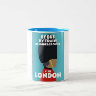 Bezoek Londen Kunstprint. Tweekleurige Koffiemok