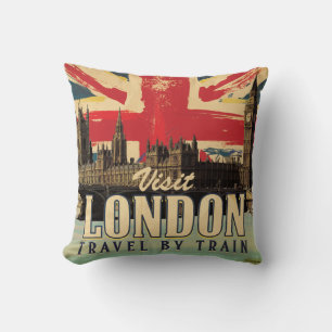 Bezoek Londen vintage poster Kussen
