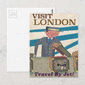 Bezoek Londen vintage reisposter kunst Briefkaart (Voorkant / Achterkant)