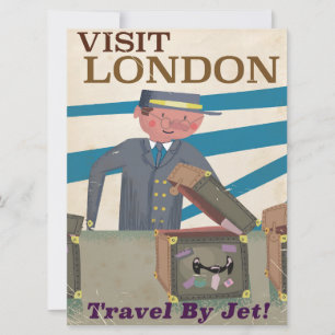 Bezoek Londen vintage reisposter kunst Kaart
