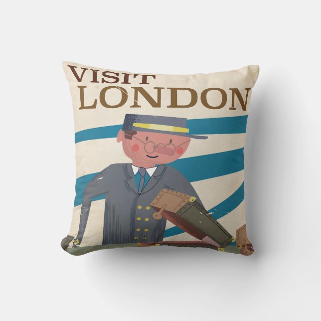 Bezoek Londen vintage-reisposter kunst Kussen (Voorkant)