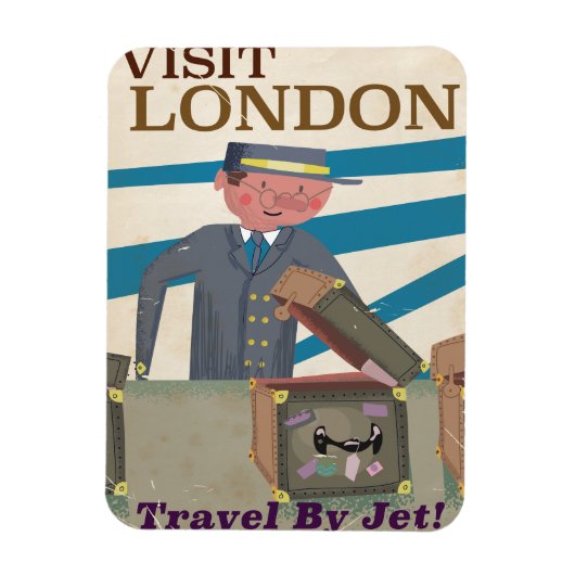 Bezoek Londen vintage reisposter kunst Magneet (Verticaal)