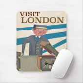 Bezoek Londen vintage reisposter kunst Muismat (Met muis)
