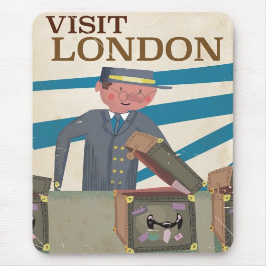 Bezoek Londen vintage reisposter kunst Muismat (Voorkant)