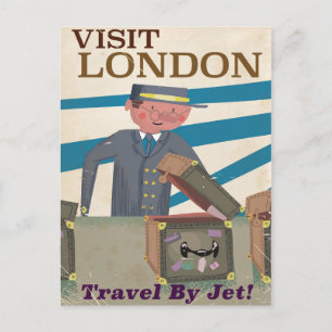 Bezoek London vintage reis poster art Briefkaart