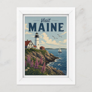 Bezoek Maine Reis Vintage Briefkaart