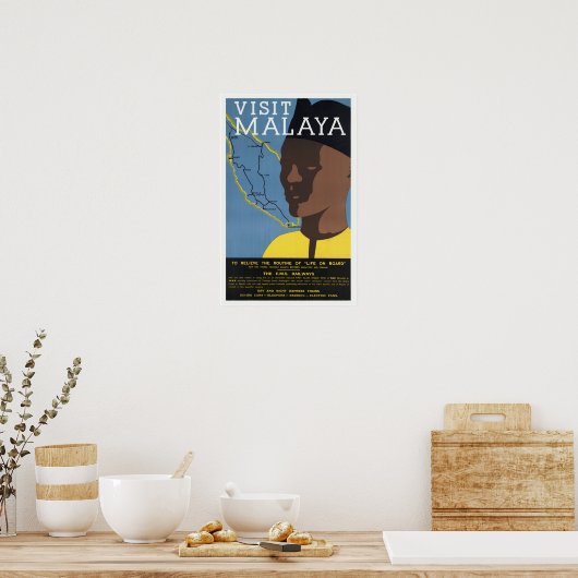 Bezoek Malaya Maleisië Railways Poster (Keuken)