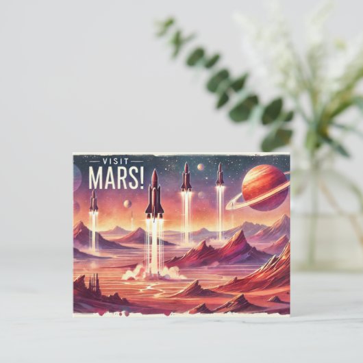 Bezoek Mars! Briefkaart (Staand voorkant)