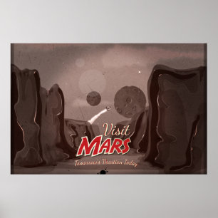 Bezoek Mars Vintage Poster