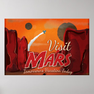Bezoek Mars Vintage Poster