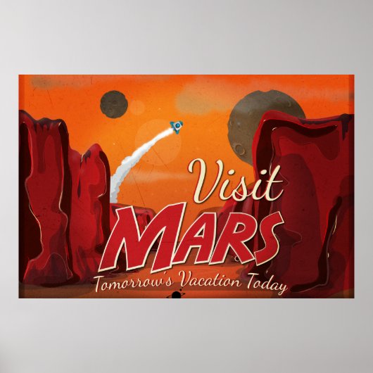 Bezoek Mars Vintage Poster (Voorkant)