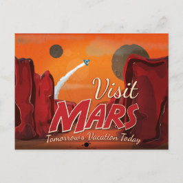 Bezoek Mars Vintage Poster Briefkaart