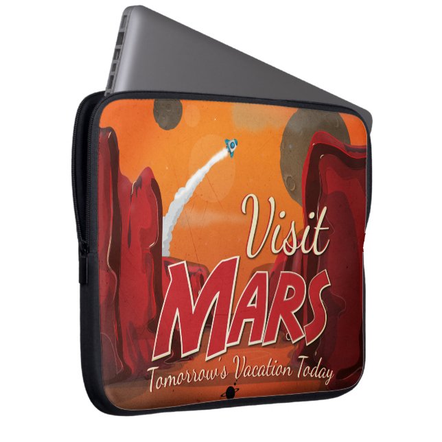 Bezoek Mars Vintage Poster Laptop Sleeve (Voorkant Rechts)