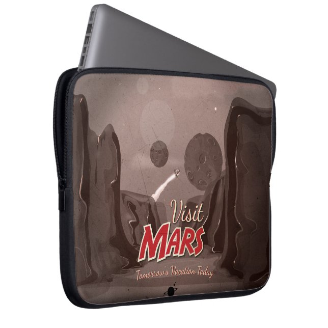 Bezoek Mars Vintage Poster Laptop Sleeve (Voorkant Rechts)