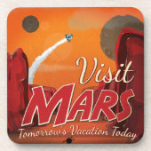 Bezoek Mars Vintage Poster Onderzetter (Voorkant)
