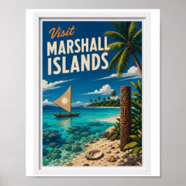 Bezoek Marshalleilanden Reis Vintage Poster