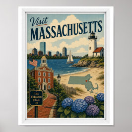 Bezoek Massachusetts Reizen Vintage Poster