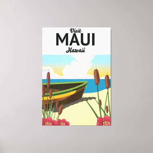 Bezoek Maui Hawaii toerisme poster Canvas Afdruk (Voorkant)