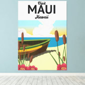 Bezoek Maui Hawaii toerisme poster Canvas Afdruk (Insitu (Houten vloer))