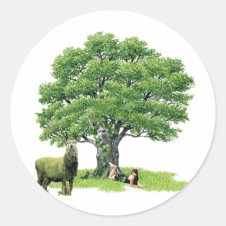 Bezoek met Father Oak Ronde Sticker