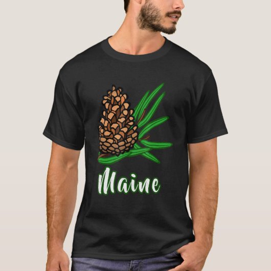 Bezoek met maine Vacation Pinecone Pine Tree T-shirt (Voorkant)