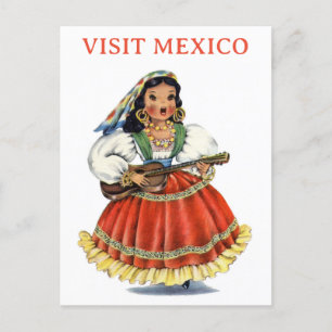  Bezoek Mexico Mexican Woman Travel Briefkaart