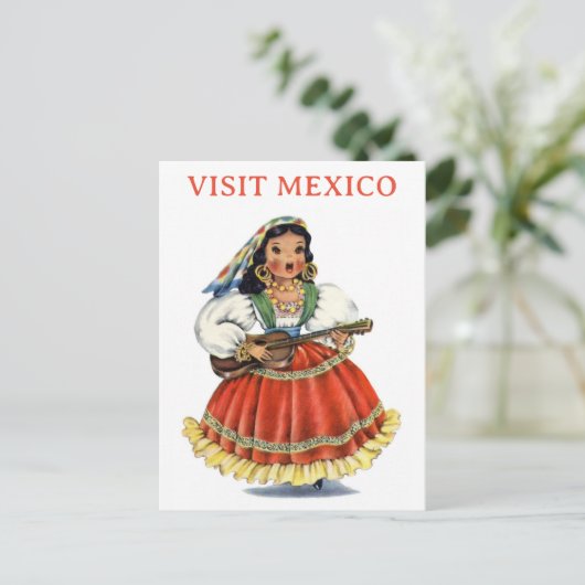  Bezoek Mexico Mexican Woman Travel Briefkaart (Staand voorkant)