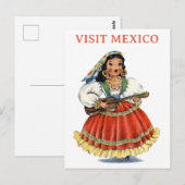  Bezoek Mexico Mexican Woman Travel Briefkaart (Voorkant / Achterkant)