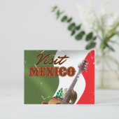 Bezoek Mexico vintage reisposter Briefkaart (Staand voorkant)