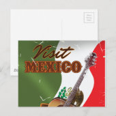 Bezoek Mexico vintage reisposter Briefkaart (Voorkant / Achterkant)