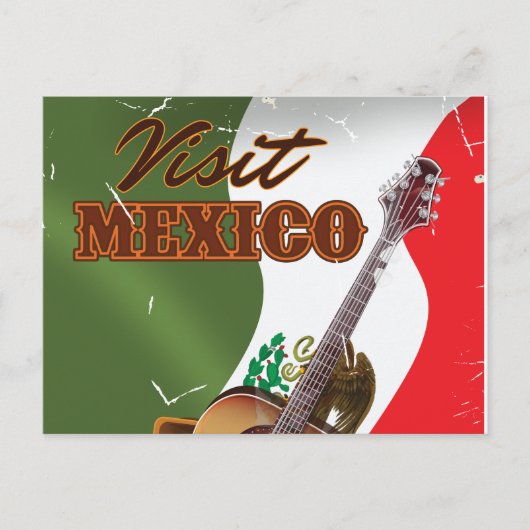 Bezoek Mexico vintage reisposter Briefkaart (Voorkant)