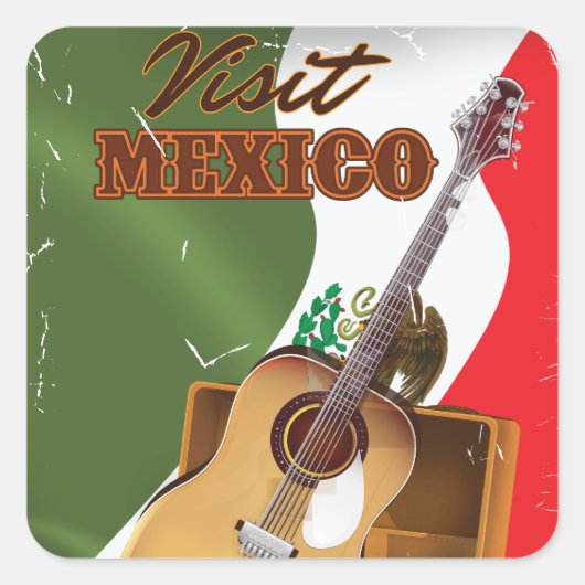 Bezoek Mexico vintage reisposter Vierkante Sticker (Voorkant)