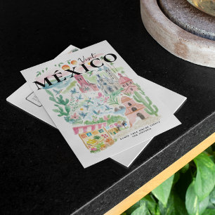 Bezoek México Watercolor Reisansichtkaart Briefkaart