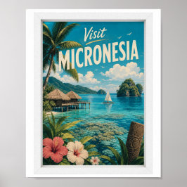Bezoek Micronesia Reis Vintage Poster