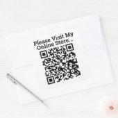 Bezoek mijn online winkel QR Code Design Large Vierkante Sticker (Envelop)