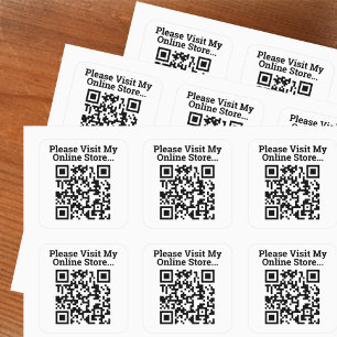 Bezoek mijn online winkel QR Code Design Large Vierkante Sticker