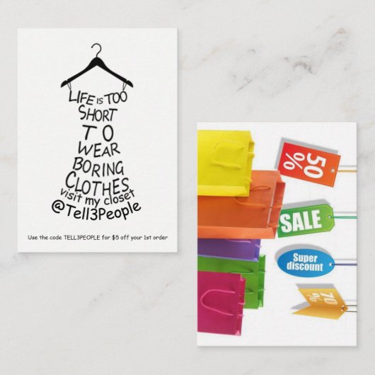 Bezoek Mijn Visitekaartjes kleren aan het winkelen (Voorkant / Achterkant)