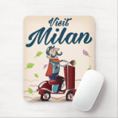 Bezoek Milaan cartoon vintage reisposter Muismat (Met muis)