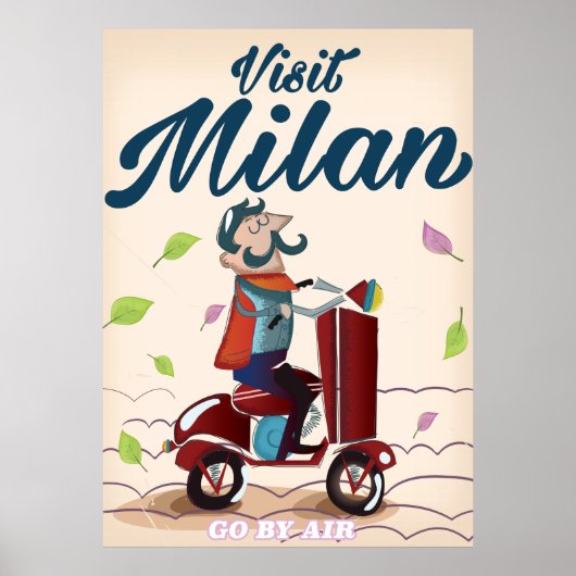 Bezoek Milaan cartoon vintage reisposter Poster (Voorkant)