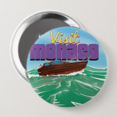 Bezoek Monaco Reisposter Ronde Button 4,0 Cm (Voorkant /achterkant)