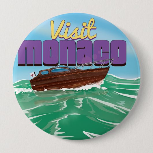 Bezoek Monaco Reisposter Ronde Button 4,0 Cm (Voorkant)