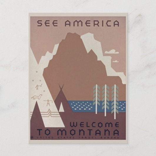 Bezoek Montana America  Briefkaart (Voorkant)