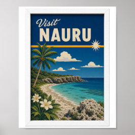 Bezoek Nauru Travel Vintage Poster