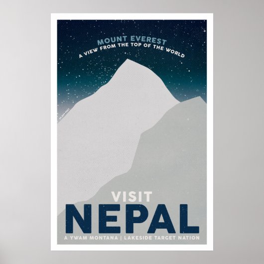 Bezoek Nepal Mount Everest Vintage Poster (Voorkant)