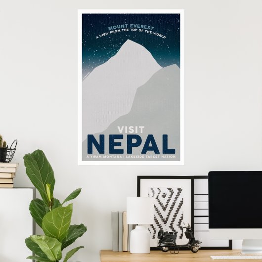 Bezoek Nepal Mount Everest Vintage Poster (Thuiskantoor)