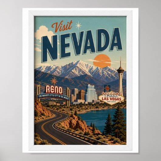 Bezoek Nevada Reis Vintage Poster (Voorkant)