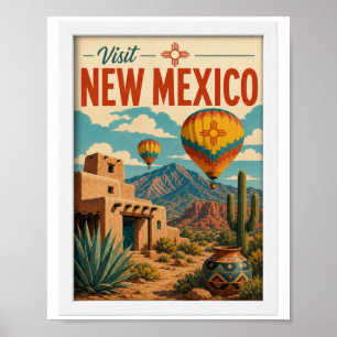 Bezoek New Mexico Reis Vintage Poster