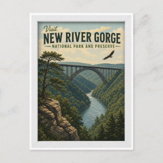 Bezoek New River Gorge National Park Reis Vintage Briefkaart