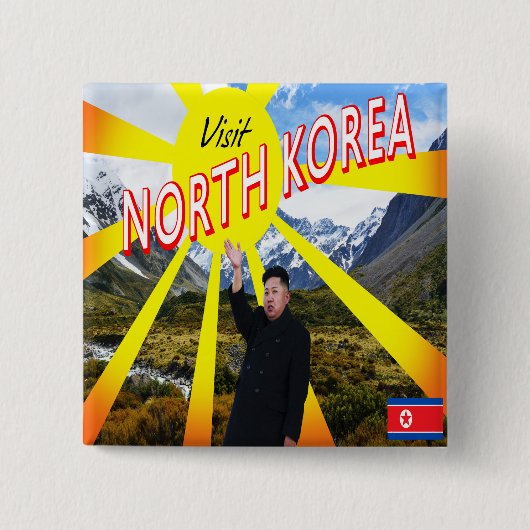 Bezoek Noord-Korea Vierkante Button 5,1 Cm (Voorkant)