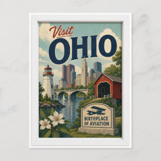 Bezoek Ohio Reizen Vintage Briefkaart